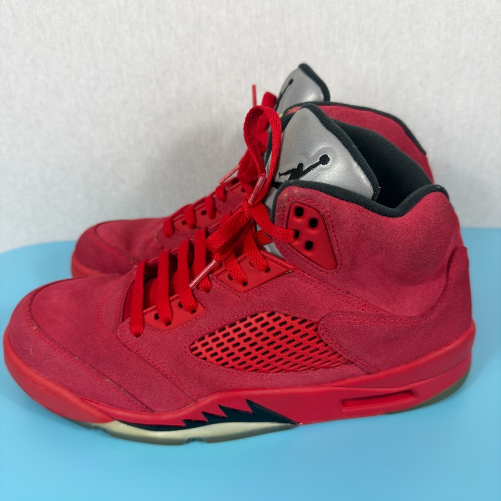 Jordan Men's 5 Retro Red Suede High-Top Athletic Sneakers